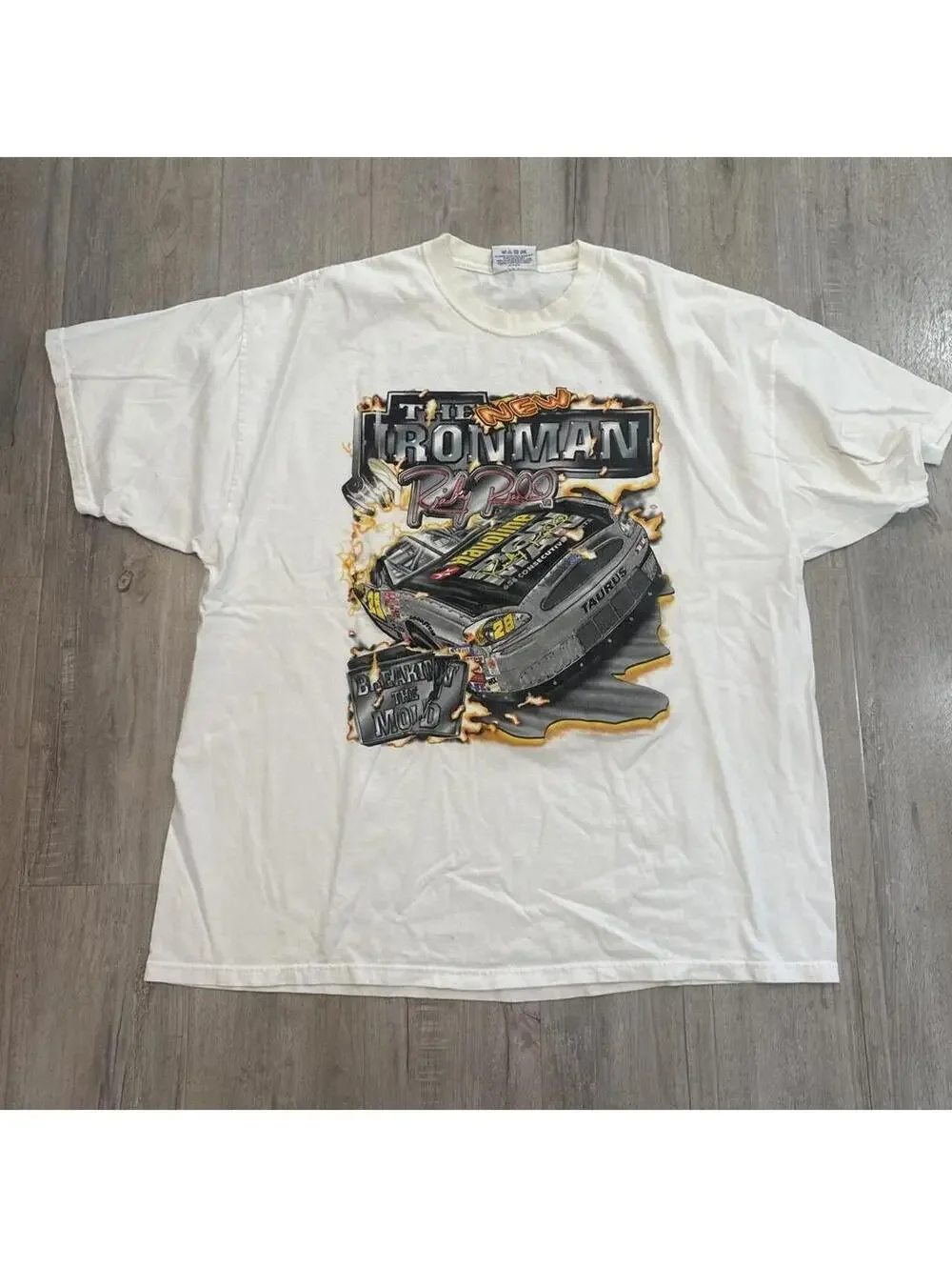 NASCAR Men's White and Cream Tshirt
